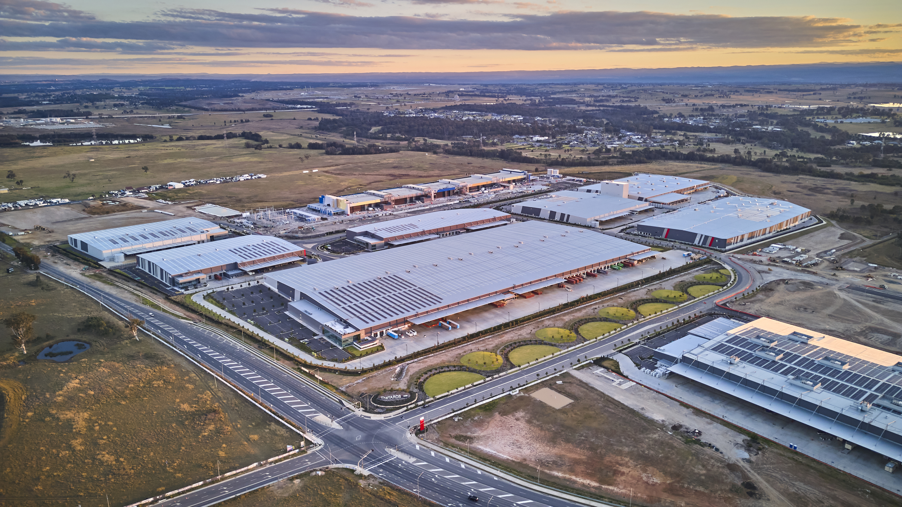 Aerial view of The Yards industrial estate in western Sydney.