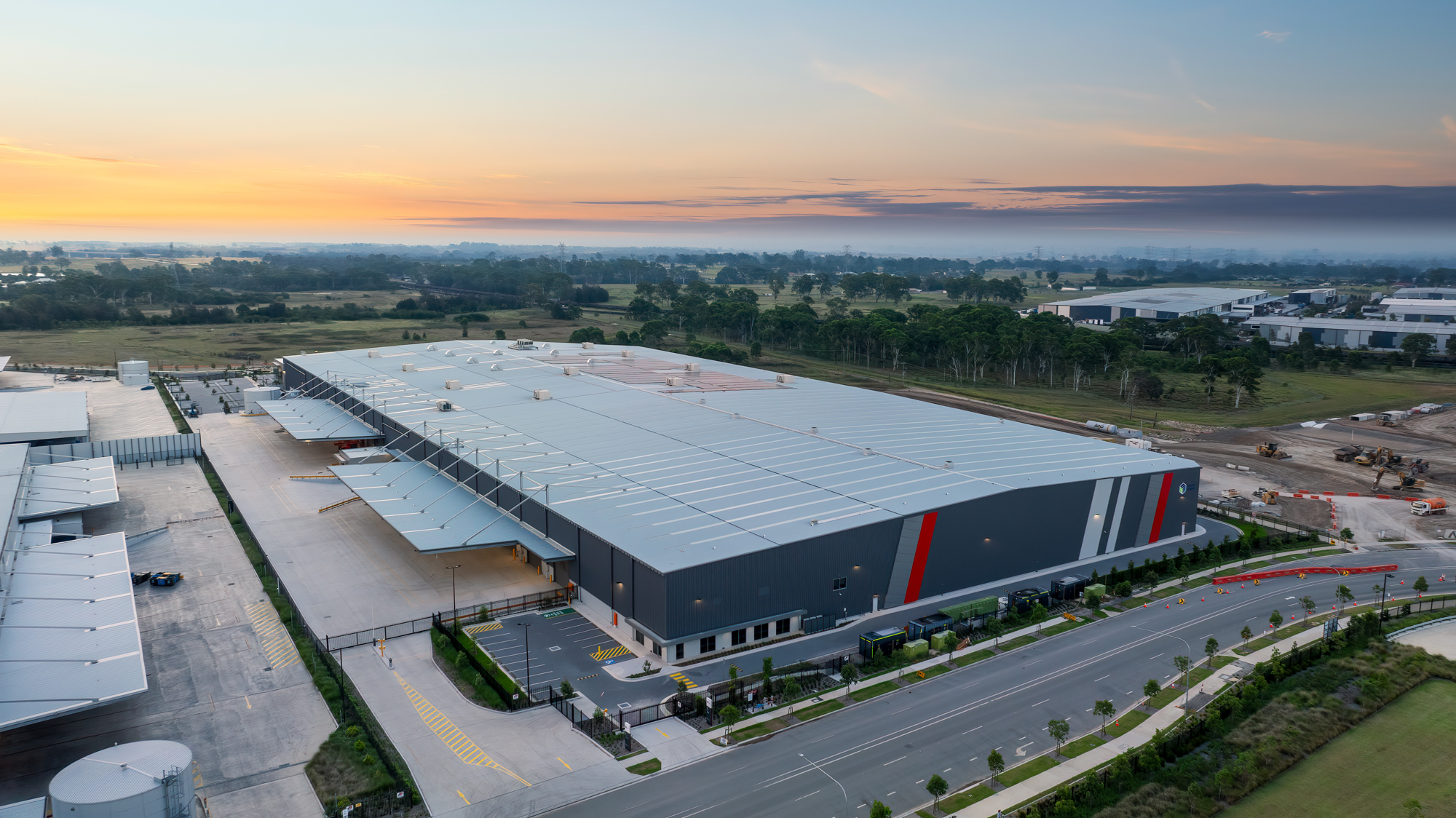 Aerial view of Probiotec warehouse within The YARDS industrial estate.